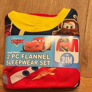 Disney Cars Boys' 2-Piece Flannel Pajama Set - Red, Yellow, Blue